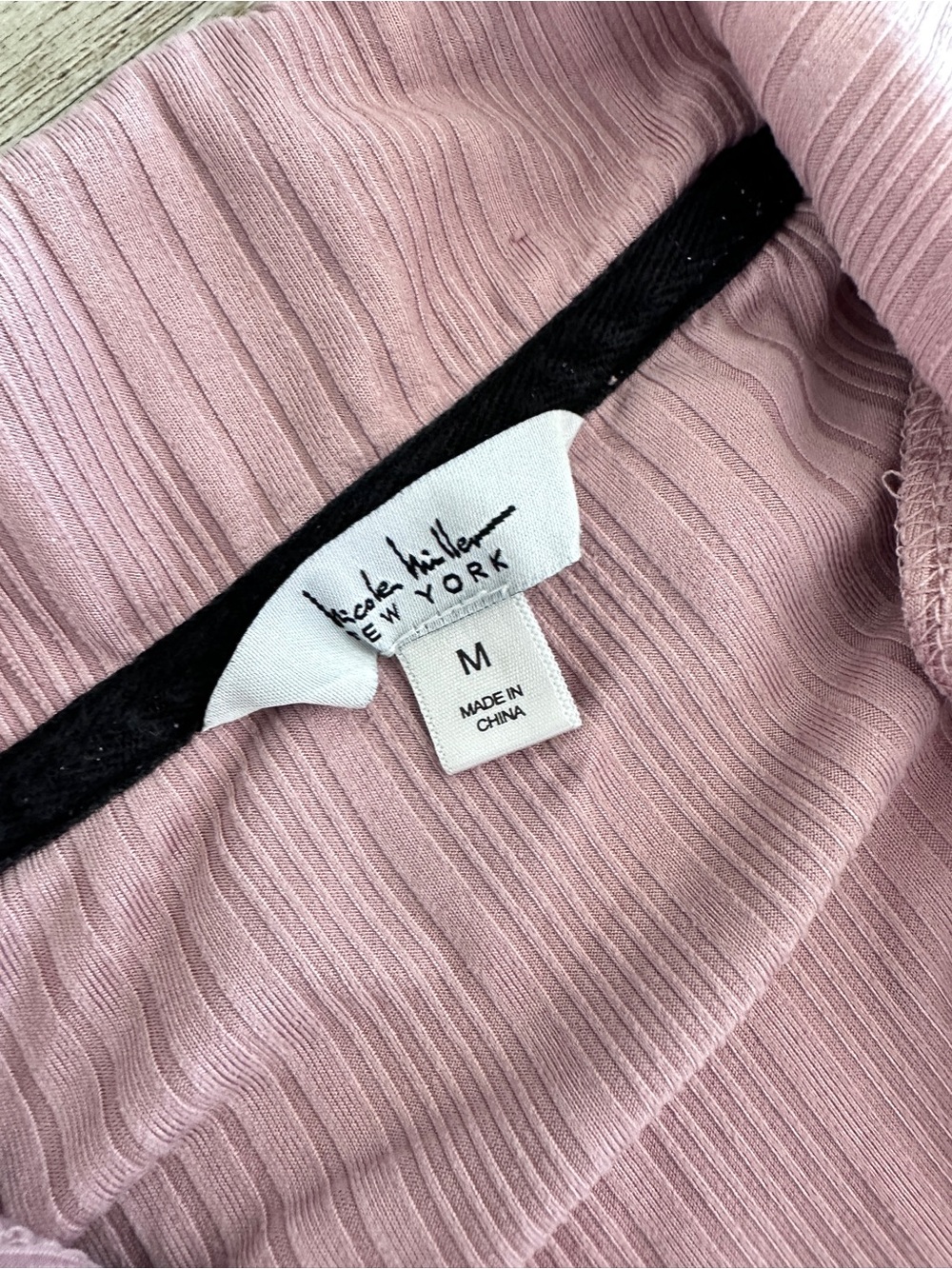 Nicole Miller New York Ribbed Pajama Set Pink Button Up Wide Leg Pants M - Picture 3 of 15